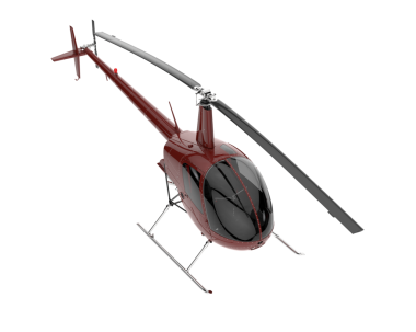 Beyaz arka planda kırmızı bir helikopterin 3 boyutlu görüntüsü