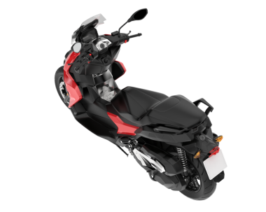 Beyaz arkaplanda kırmızı motosiklet