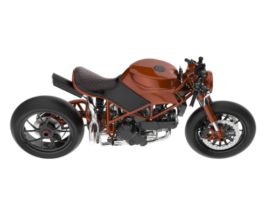 Beyaz arka planda izole edilmiş 3 boyutlu bir motosiklet görüntüsü