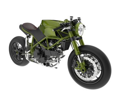 beyaz arkaplanda yeşil motosiklet