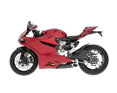 Beyaz arkaplanda 3 boyutlu bir motosiklet görüntüsü