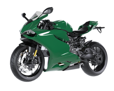 beyaz arka planda modern yeşil spor motosiklet