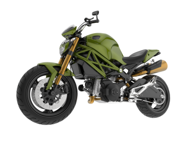 Beyaz arka planda izole edilmiş yeşil bir bisikletin 3 boyutlu görüntüsü