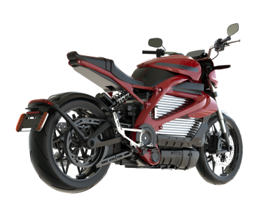 Beyaz arka planda 3 boyutlu kırmızı motosiklet görüntüsü