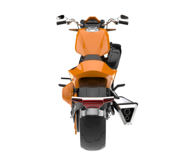 Kırmızı gövdeli modern turuncu motosiklet. 3d oluşturma.