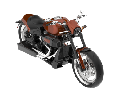 Gri arka planda izole edilmiş kırmızı modern klasik motosiklet.