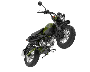 Beyaz arka planda yeşil motosiklet