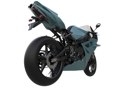 Stüdyonun arka planında markalı bir bisikletin 3 boyutlu görüntüsü daha az