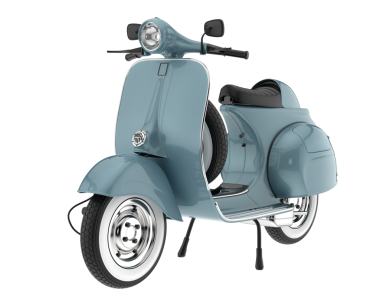 Beyaz arkaplanda mavi motosiklet