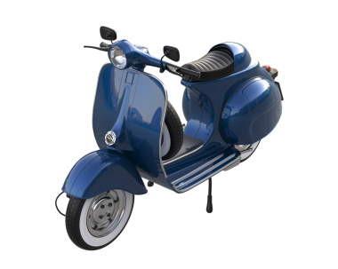 kırpma yolu ile beyaz bir arkaplanda izole mavi vintage scooter