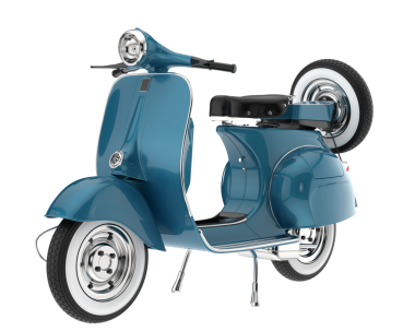 Beyaz mavi renkli arka planda klasik scooter.