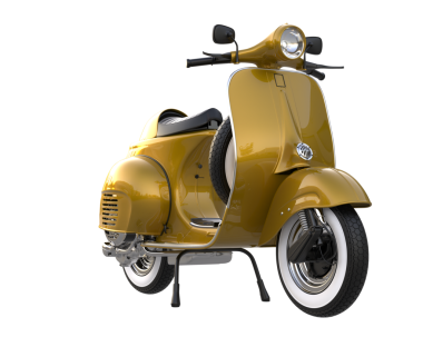 Beyaz arkaplanda klasik scooter