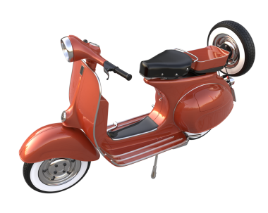 Scooter üzerinde beyaz izole