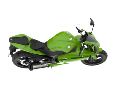 Beyaz arka planda yeşil, modern motosiklet. 3d oluşturma