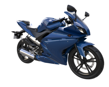 Mavi motosiklet - beyaz arka planda izole edilmiş, 3 boyutlu illüstrasyon