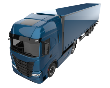 Mavi modern kamyonet beyaz arka planda izole edilmiş.