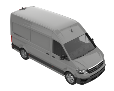 Siyah arkaplanda beyaz minibüs