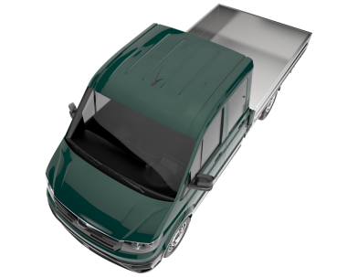 Yeşil arkaplanda izole edilmiş bir arabanın 3 boyutlu görüntülenmesi