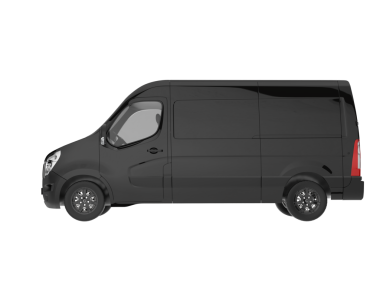 Siyah arka görüşlü modern minibüs