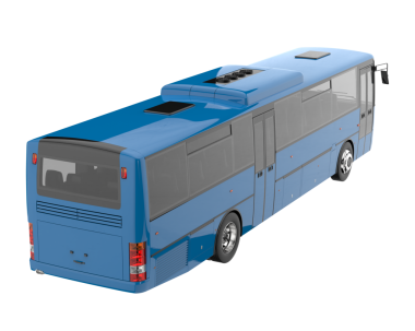 Modern şehir otobüsü beyaz arka planda izole edilmiş. 3 boyutlu model.