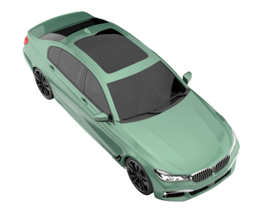 Beyaz arka plan üzerinde izole yeşil modern araba