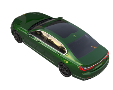 Üç boyutlu lüks yeşil spor araba siyah arka planda kırpma yolu ile..
