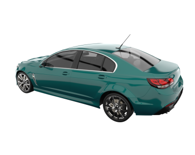 Beyaz arka planda modern bir araba. 3D görüntüleme - illüstrasyon