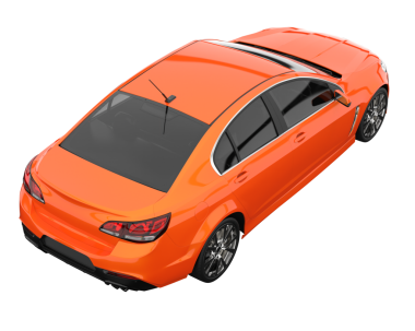 turuncu modern sedan. Beyaz arkaplanda 3 boyutlu görüntüleme izole edildi