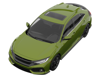 yeşil modern araba - 3D illüstrasyon