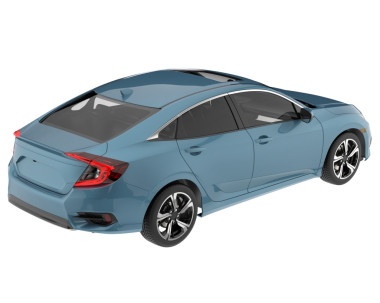 Beyaz arka planda bir araba. 3d oluşturma