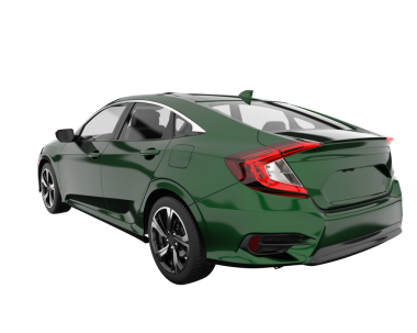 yeşil modern araba. 3D görüntüleme - ön