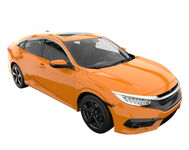 Beyaz arka planda izole edilmiş turuncu lüks araba. 3D görüntüleme - 3D