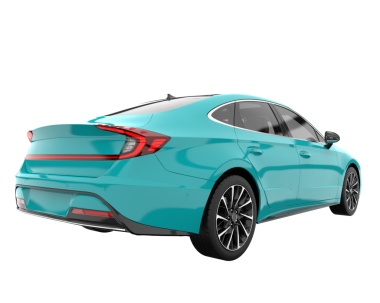 Mavi ışıklı modern bir araba. 3d oluşturma