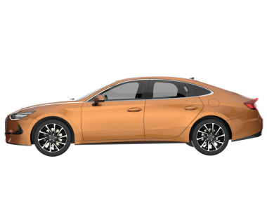 Yüksek teknolojili sedanı olan bir araba. 3d illüstrasyon