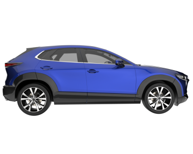 Beyaz arka planda mavi lüks bir araba. 3d oluşturma