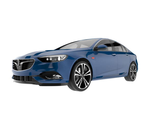 gerçekçi 3 boyutlu mavi sedan.