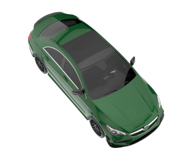 Beyaz arkaplanda yeşil bir araba.