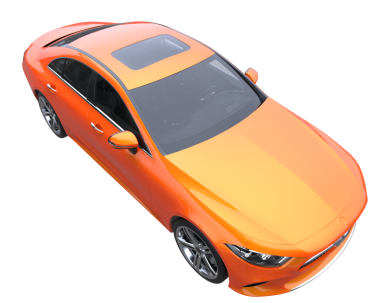 Beyaz arka planda bir spor arabanın 3 boyutlu canlandırması