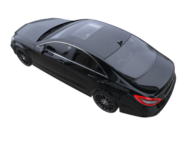 Siyah arka planda bir araba. 3d illüstrasyon