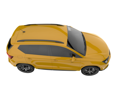 Modern araba arka planda izole edilmiş. 3D görüntüleme - illüstrasyon