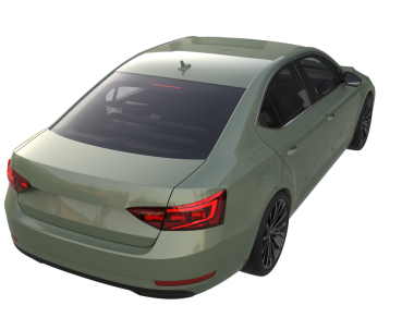 Modern yeşil araba beyaz arka planda izole edilmiş. 3d oluşturma