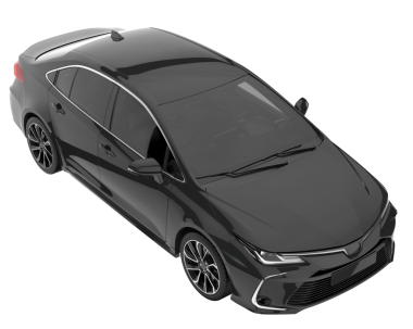 Siyah arka planda gerçekçi bir araba. 3d illüstrasyon.