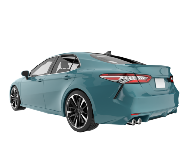 Arka planda izole edilmiş gerçekçi modern araba. 3D görüntüleme - illüstrasyon