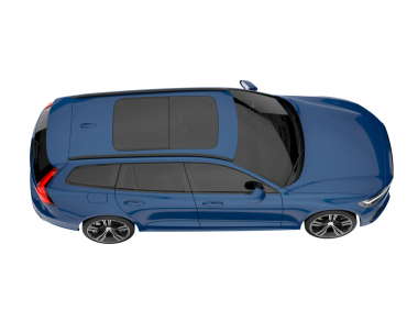 mavi araba beyaz arkaplanda izole edildi