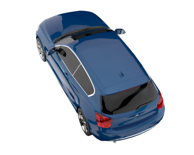 Siyah arka planda mavi bir araba.