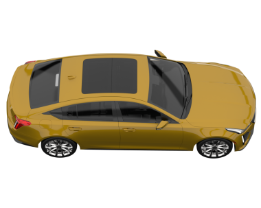Beyaz arka planda izole edilmiş lüks sarı araba. 3d oluşturma