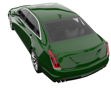 Siyah arka planda modern yeşil bir araba. 3d oluşturma