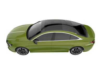 modern yeşil araba. Ön manzara. 3 Boyutlu Hazırlama.