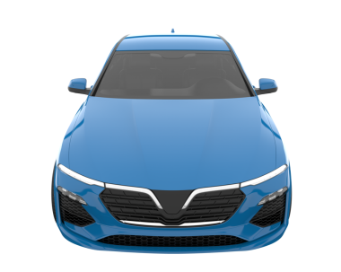 Mavi araba beyaz arka planda izole edildi. 3 boyutlu görüntüleme - 3 boyutlu