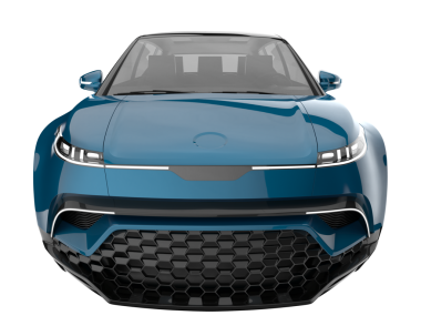 Modern araba arka planda izole edilmiş. 3D görüntüleme - illüstrasyon